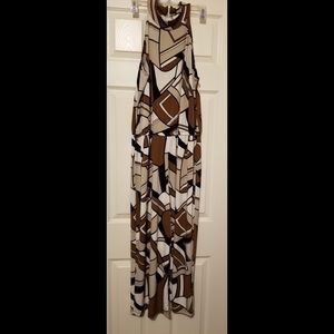Chico's Geometric Brown and Black Maxi Dress